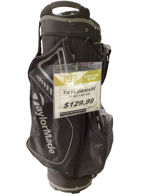 Vist Large View of Product Image Which is Used Taylormade 14 WAY CART BAG Mens Cart Bag Black And Grey