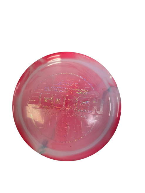 Vist Large View of Product Image Which is Used Discraft ESP SWIRL SCORCH Disc Golf Driver Pink 174g