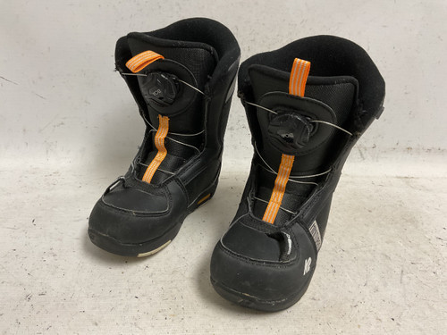 Vist Large View of Product Image Which is Used K2 MINI TURBO BOA Boys Snowboard Boots Black And Orange Youth 10.0