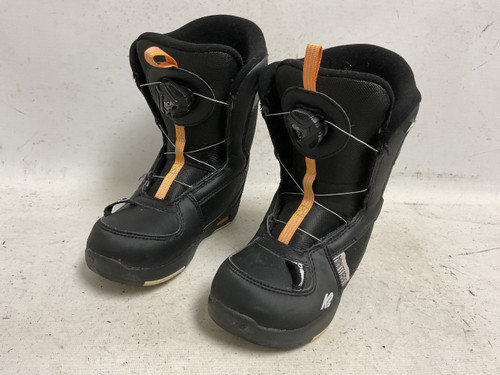 Vist Large View of Product Image Which is Used K2 MINI TURBO BOA Boys Snowboard Boots Black And Orange Youth 13.0