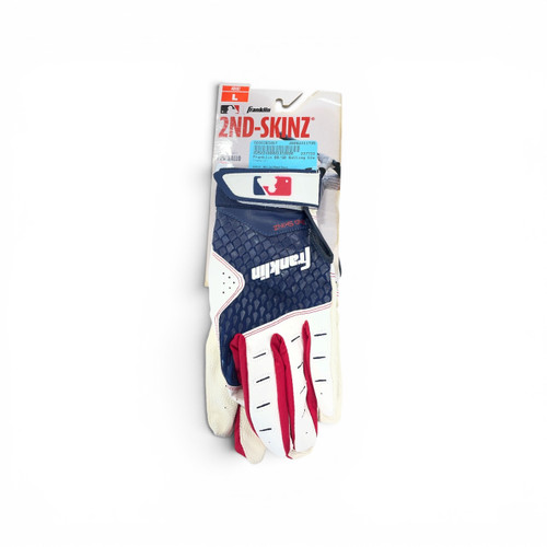 Vist Large View of Product Image Which is Used Franklin BB/SB Batting Gloves White/Red/Navy LG