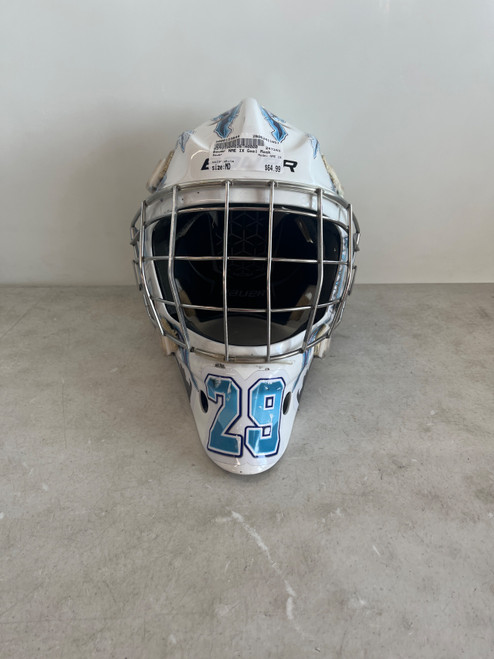 Vist Large View of Product Image Which is Used Bauer NME IX Senior Goalie Helmet/Mask White MD