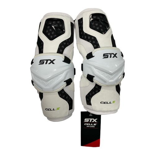 Vist Large View of Product Image Which is Used STX CELL IV Lacrosse Arm Pads/Guards White MD