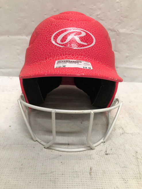 Vist Large View of Product Image Which is Used Rawlings 102216-2 Batting Helmet w/Mask Pink MD