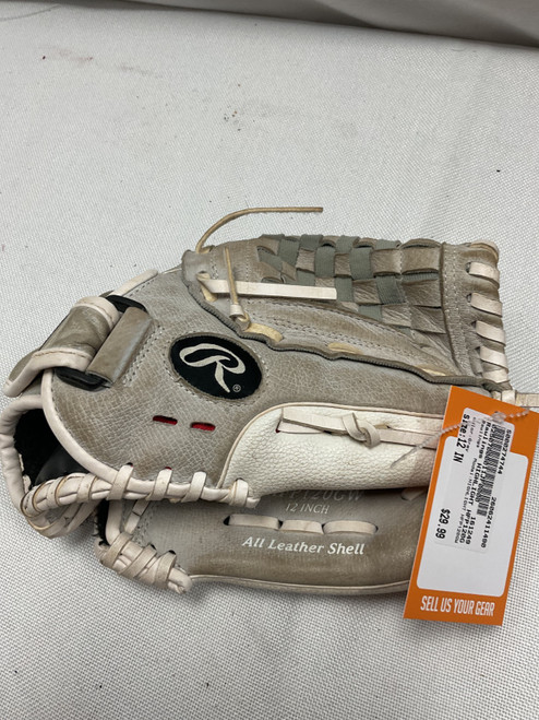 Vist Large View of Product Image Which is Used Rawlings HIGHLIGHT HFP120GW BB/SB Glove RH Throw Grey 12"