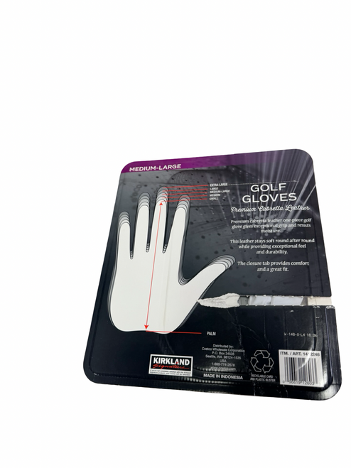 Vist Large View of Product Image Which is New Kirkland Signature 4 PACK GOLF GLOVES Mens M/L - LH - Open Package