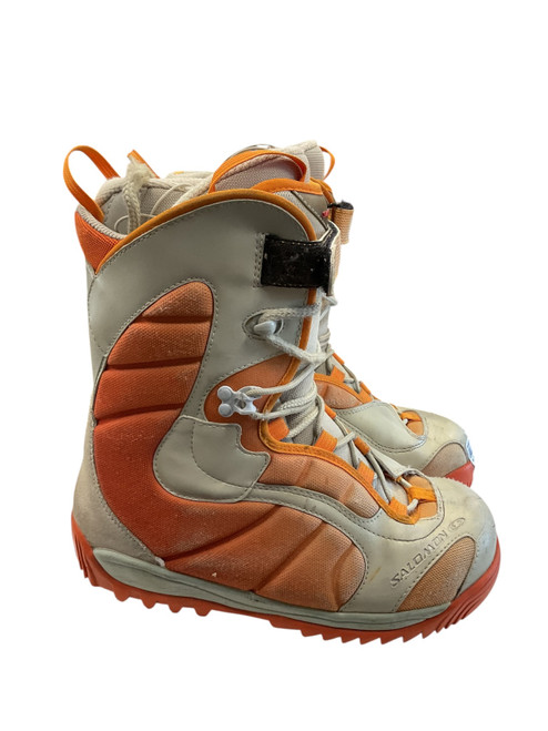 Vist Large View of Product Image Which is Used Salomon BOOTS WOMENS SZ 9 Womens Snowboard Boots Orange And Grey Senior 9