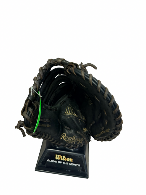 Vist Large View of Product Image Which is Used Rawlings HIGHLIGHT H115FBM Leather Shell Youth Baseball First Base Mitt RH Throw Black 11 1/2"