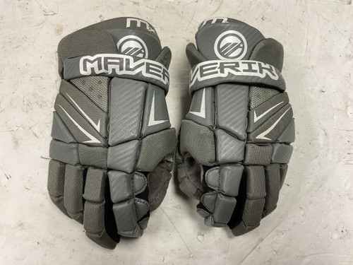 Vist Large View of Product Image Which is Used Maverik MX Lacrosse Gloves Junior Grey 12"