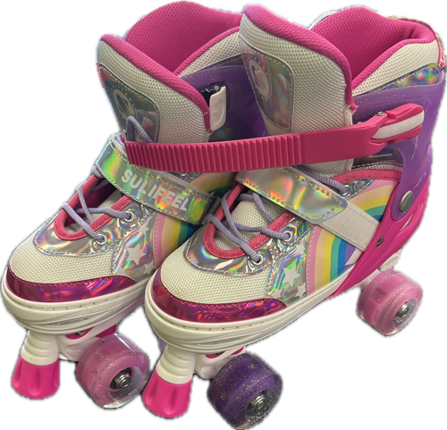 Vist Large View of Product Image Which is Used SULIFEEL SKATES Junior Roller Quad Skates Pink Adjustable