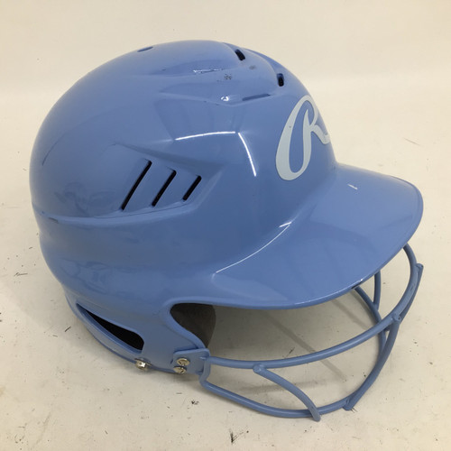 Vist Large View of Product Image Which is Used Rawlings 6 1/2 - 7 1/2 COOL FLO HELMET W MASK Batting Helmet w/Mask Carolina Blue S/M