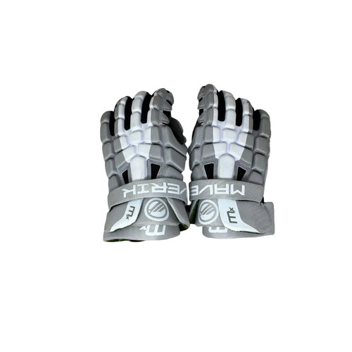 Vist Large View of Product Image Which is Used Maverik MX Lacrosse Gloves Mens Grey 12"