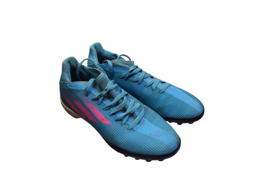 Vist Large View of Product Image Which is Used Adidas Soccer Indoor Shoes Carolina Blue Junior 03.5