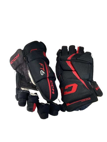 Vist Large View of Product Image Which is Used CCM FT6 GLOVES Senior Gloves Black And Red 15"