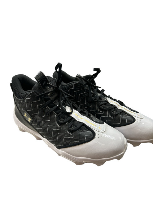 Vist Large View of Product Image Which is Used Under Armour BH SHOW BB CLEATS 9.5 BB/SB Cleats Black And White Senior 9.5