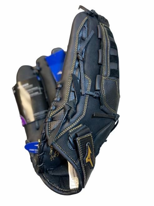 Vist Large View of Product Image Which is Used Mizuno GPM 1405 BB/SB Glove LH Throw Black 14"