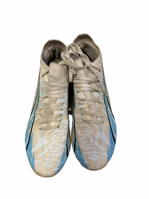 Vist Large View of Product Image Which is Used Puma ULTRA Match Rush FG AG 107960-01 Womens Soccer Cleats Black And Sky Blue Size 10