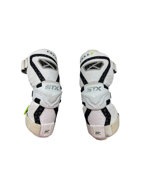 Vist Large View of Product Image Which is Used STX CELL V Lacrosse Arm Pads/Guards White MD
