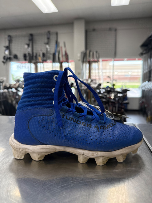 Vist Large View of Product Image Which is Used Under Armour HIGH Jr FB Cleats Royal Blue Junior 04