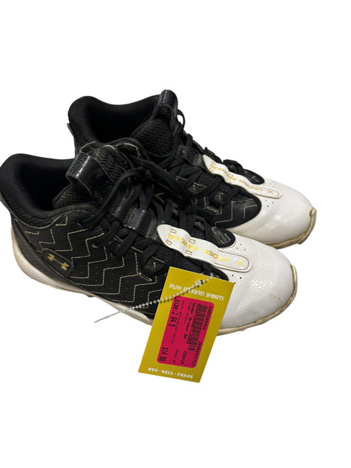Vist Large View of Product Image Which is Used Under Armour BH BB/SB Cleats White/Black/Yellow Junior 04.5