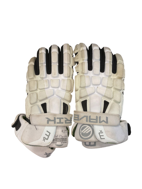 Vist Large View of Product Image Which is Used Maverik MX 13 LAX GLOVES Lacrosse Gloves Mens White 13"