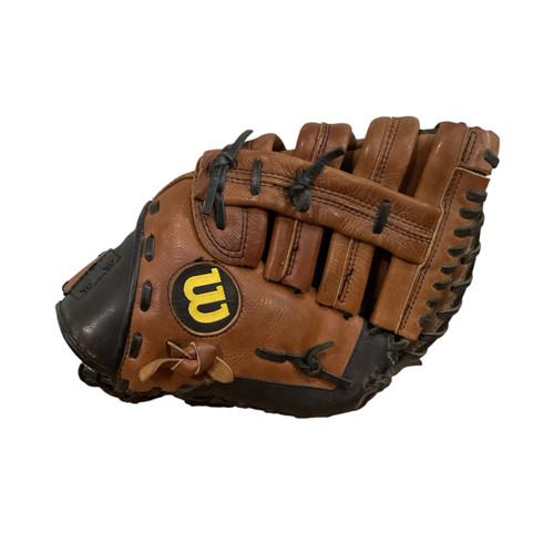 Vist Large View of Product Image Which is Used Wilson A500 A0500ZSBM12 RH Throw Fastpitch Gloves Brown 12"