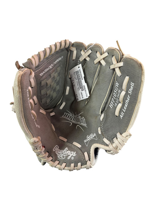 Vist Large View of Product Image Which is Used Rawlings HIGHLIGHT RH Throw Fastpitch Gloves Grey 10 1/2"