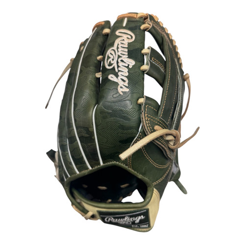 Vist Large View of Product Image Which is Used Rawlings HEART OF THE HIDE BB/SB Glove RH Throw Green 12 3/4"