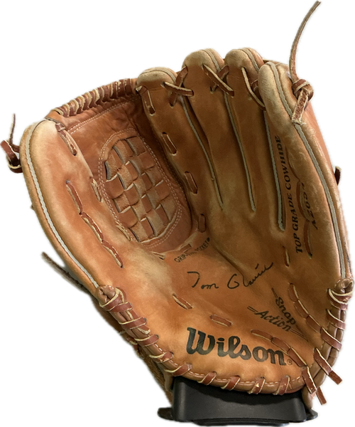 Vist Large View of Product Image Which is Used Wilson A2654 BB/SB Glove RH Throw Tan 12"