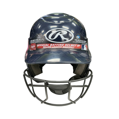 Vist Large View of Product Image Which is Used Rawlings COOLFLO W/ MASK Batting Helmet w/Mask Navy Blue Fits all