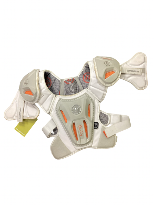 Vist Large View of Product Image Which is Used Warrior BURN Lacrosse Shoulder Pads Orange SM