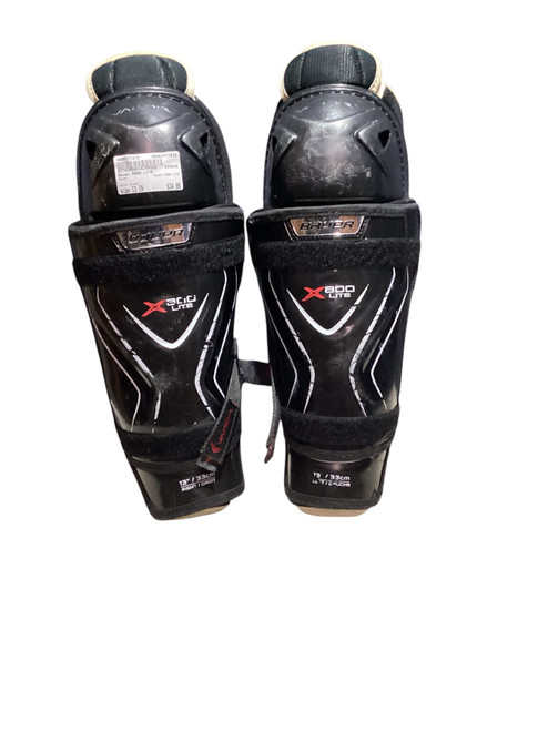 Vist Large View of Product Image Which is Used Bauer X800 LITE Senior Shin Guards Black 13"
