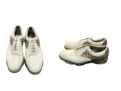 Vist Large View of Product Image Which is Used Foot Joy DRYJOYS TOUR Mens Golf Shoes White Senior 13