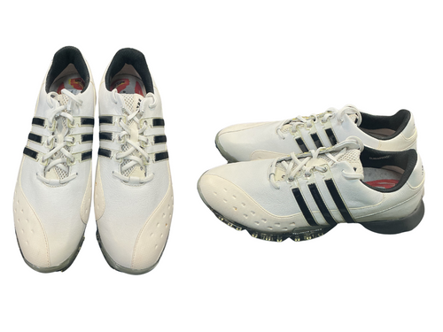 Vist Large View of Product Image Which is Used Adidas POWERBAND 3.0 Mens Golf Shoes Black And White Senior 9
