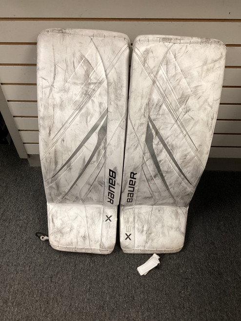 Vist Large View of Product Image Which is Used Bauer VAPOR 5X PRO Goalie Leg Pads Senior White 33"