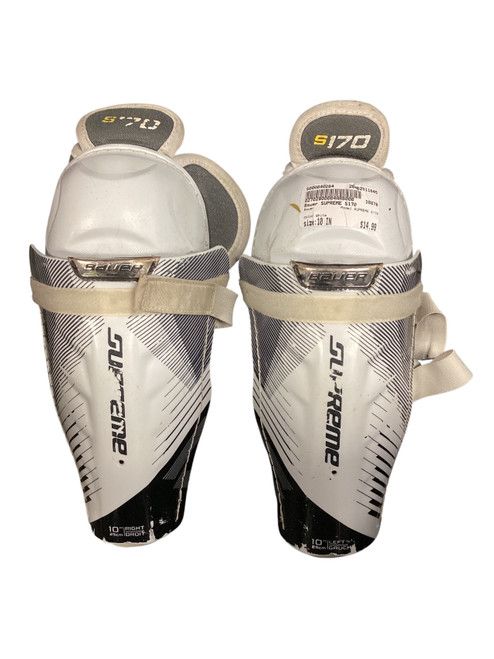 Vist Large View of Product Image Which is Used Bauer SUPREME S170 Junior Shin Guards White 10"