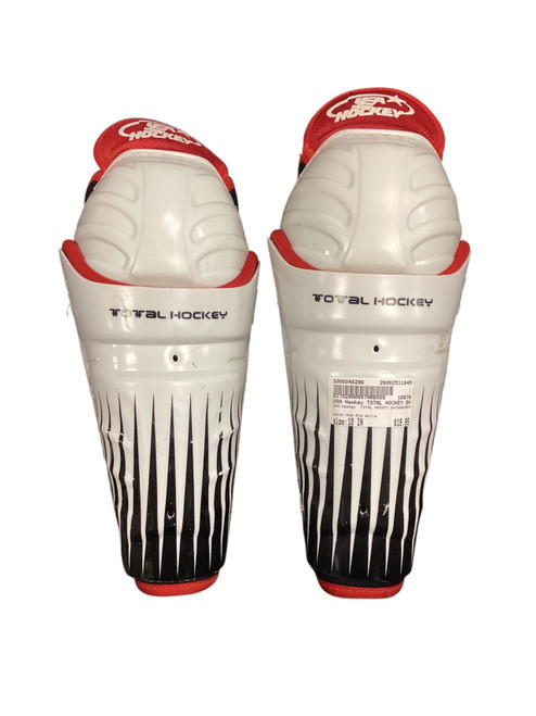 Vist Large View of Product Image Which is Used USA Hockey TOTAL HOCKEY SHINGAURDS Junior Shin Guards Red And White 10"