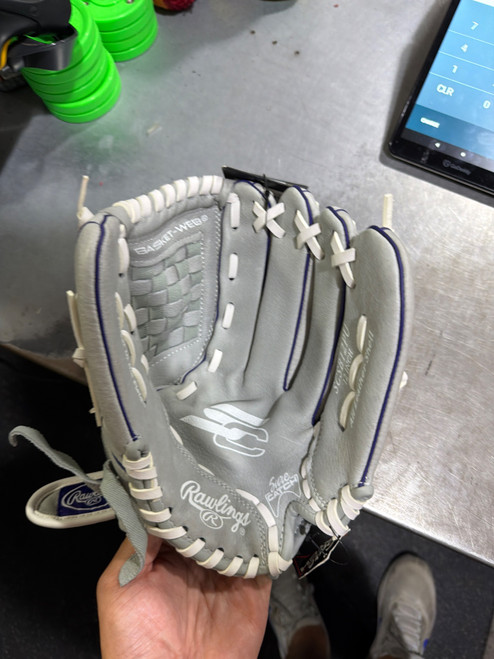 Vist Large View of Product Image Which is Used Rawlings SURE CATCH BB/SB Glove RH Throw Grey 12"