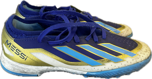Vist Large View of Product Image Which is Used Adidas MESSI Soccer Turf Shoes Navy Blue Junior 02.5