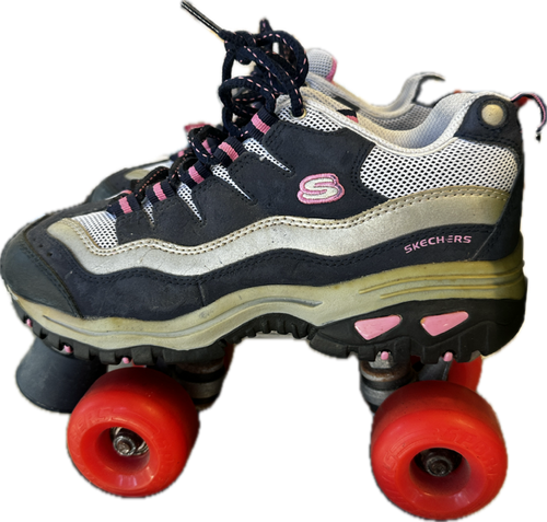 Vist Large View of Product Image Which is Used Sketchers 4WHEELERS Senior Roller Quad Skates Navy Blue Senior 7.5