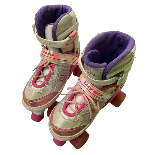Vist Large View of Product Image Which is Used LUYATA ADJ QUADS Junior Roller Quad Skates White Adjustable