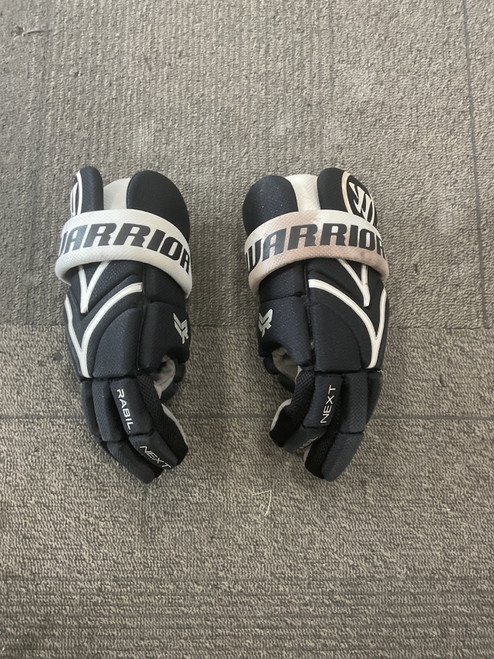 Vist Large View of Product Image Which is Used Warrior RABIL NEXT Lacrosse Gloves Junior Black SM