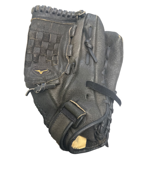 Vist Large View of Product Image Which is Used Mizuno BLACK BB/SB Glove RH Throw Black 11 3/4"