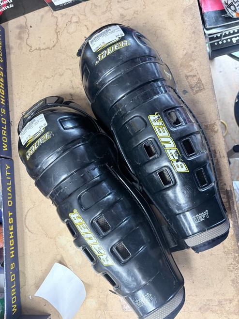 Vist Large View of Product Image Which is Used Bauer Senior Shin Guards Black 12"