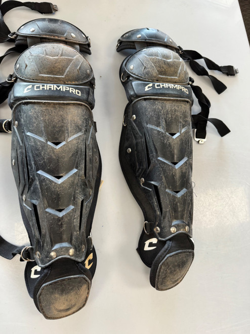 Vist Large View of Product Image Which is Used Champro CG106 BLACK Catchers Leg Guards Black Junior