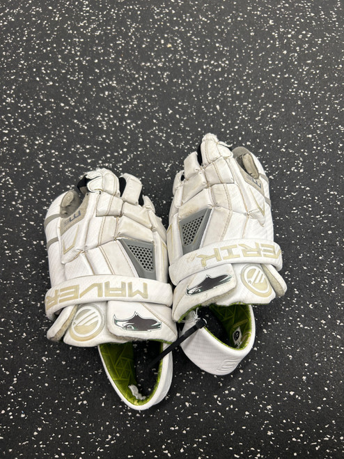 Vist Large View of Product Image Which is Used Maverik M5 GOAL LAX Goalie Gloves M White MD