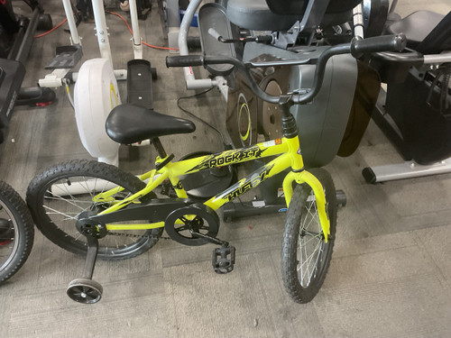 Vist Large View of Product Image Which is Used Huffy ROCK IT Training Wheel Bike Boys Yellow 18"