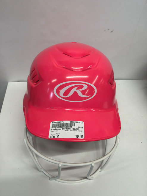 Vist Large View of Product Image Which is Used Rawlings BATTING HELMET Batting Helmet w/Mask Pink SM