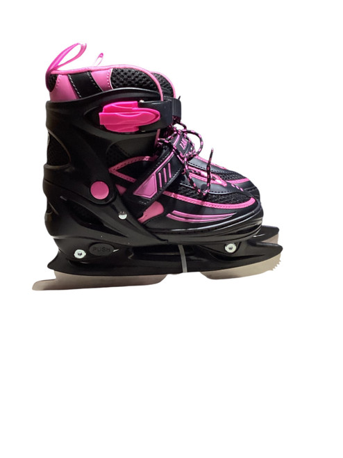 Vist Large View of Product Image Which is Used Lake Placid SUMMIT 1-4 Girls Softboot Skate Black And Pink Adjustable
