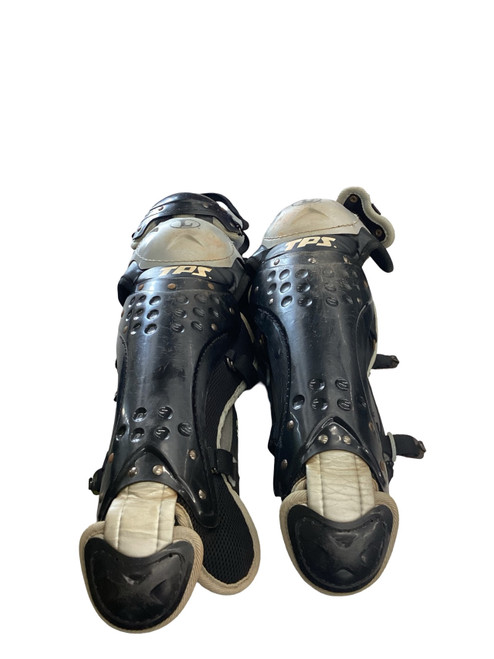Vist Large View of Product Image Which is Used Louisville Slugger TPS SHIN GUARDS W/ KNEE SAVERS Catchers Leg Guards Black Intermed